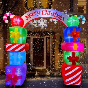SEASONBLOW 8 FT Christmas Inflatable Gift Boxes Arch Archway with Candy Merry Christmas Decoration Blow Up LED Lighted for Xmas Lawn Yard Garden Home Indoor Outdoor