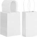 BagDream 100 Pack 3.5x2.4x6.7 Inches Mini Gift Party Favor Bags Small Kraft White Gift Bags with Handles Bulk Recyclable Paper Sacks