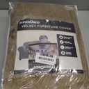 PrinceDeco Couch Cover Velvet Plush Sofa Covers for 2 Cushion Couch Width Up to 90 Inch Washable Furniture Protector Pet Friendly No Slip Sofa Slipcover(Medium-Large, Camel)