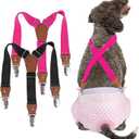 Pet Soft Dog Suspenders 2 Pieces Female Dog Diaper Suspenders for Dogs Diaper Keeper Suspender for Dogs Skirt, Doggy Dress (Black & Pink, S/M)