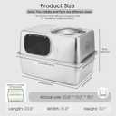 Large Enclosed Stainless Steel Cat Litter Box with Mat & Scoop, Leak-Proof