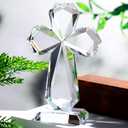 YWHL Clear Crystal Standing Cross Figurine Decor, Holy Cross Collectible Figurines Decoration, Religious Gifts for Women Men, Handmade Christian Easter Cross for Home Office