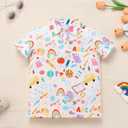 ODASDO Boys Back to School Outfit Pencil Printed Short Sleeve T-shirt Tops and Shorts Set Kids Preschool Kindergarten Clothes (White)