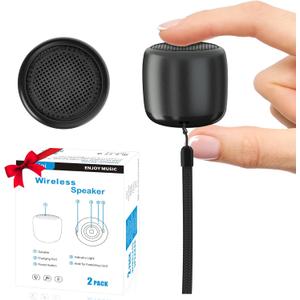 2Pack Bluetooth Wireless Portable Speaker with Strap, Built-in Mic & Rechargeable Battery for Shower, Room, Bike Use - Black