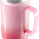 Meoky 40oz Tumbler with Handle, Stainless Steel Travel Mug with 2-in-1 Straw and Sip Lid, Vacuum Insulated Coffee Mug, 100% Leak Proof, Keeps Cold for 34 Hours or Hot for 10 Hours (Flamingo)