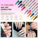 12 Colors Nail Art Pens Set, 3D 0.5MM Nail Polish Pens, DIY Nail Markers, Quick Drying Long Lasting Paint Graffiti Point Dotting Liner Pen Tools for Home & Salon