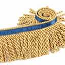 Bullion Fringe Trim and Embellishments 5/10 Yard X 2.5 Inches Fabric Trims Sewing DIY Decoration for Clothes Gold Hebrew Fringes with Blue Ribbon
