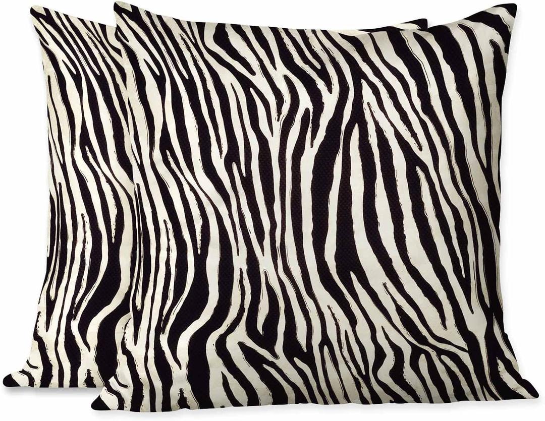 Decor Throw Pillow Covers Black Yellow Zebra Skin Pattern Texture Pillow Cases for Bedroom Living Room Pack of 2 for Men Women 18X18Inch