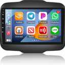 4+64G Android Car Radio for Jeep Renegade 2015 2016 2017 2018 2019 2020 - Wireless Carplay & Android Auto - 9 Inch Touchscreen Radio with 32 EQ DSP, WiFi, GPS, Split Screen + AHD Rear View Camera