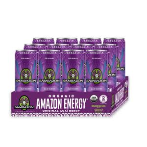 Sambazon Organic Amazon Energy Drink, Original Acai Berry, 12 Ounce (Pack of 12)(BB: December 10, 2025)