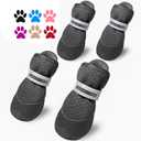 QUMY 4PCS Dog Shoes for Small Dogs, Hot Pavement Summer Puppy Dog Boots & Paw Protectors with Soft Anti-Slip Rubber Sole, Mesh Breathable Dog Booties for Hardfloors, Walking Running Black Size 2