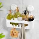 LEVERLOC Shower Caddy Suction Cup, Shower Organizer Removable Bathroom Shelf, Storage Suction Powerful Max Hold 22lbs Bathroom Caddy Waterproof Holder, White