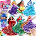 8PCS Poke Art Kits - Magical Princesses, Mess-Free Fabric Creative Art, DIY Arts and Crafts Toys for Kids Ages 3-12, Birthday Christmas Gifts & Party Favors for Girls & Boys 4-9 Years Old