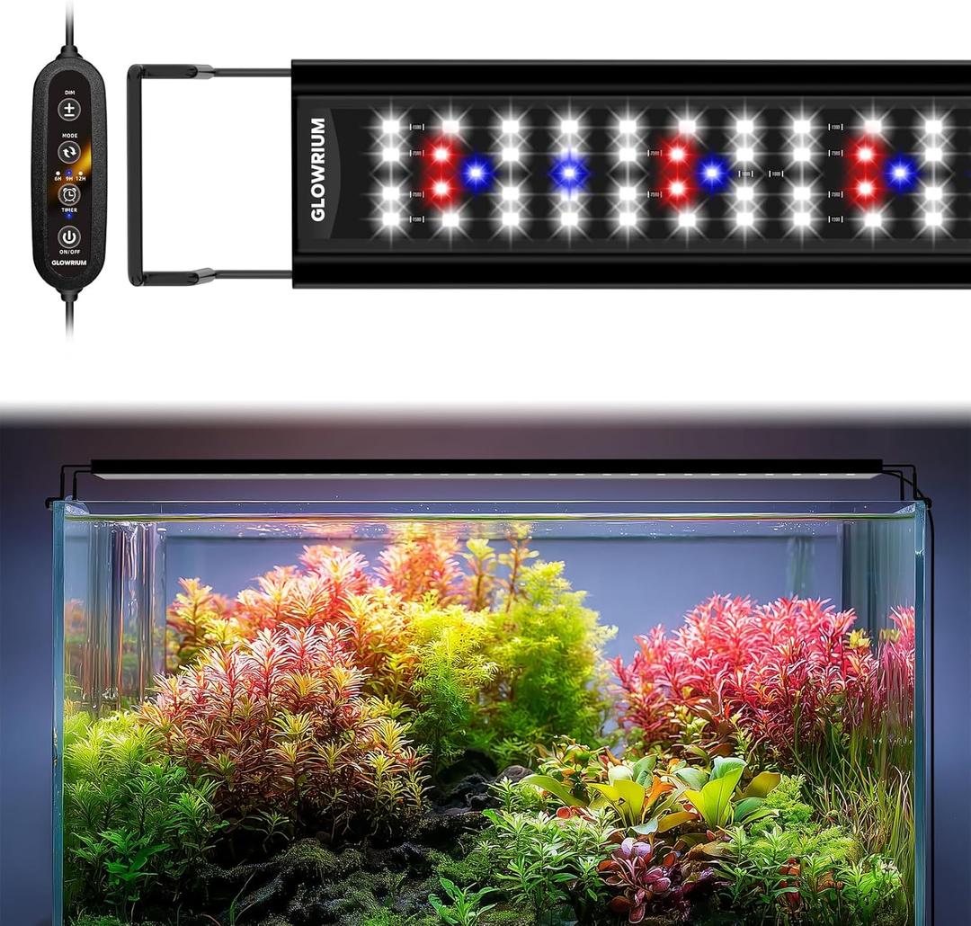 GLOWRIUM Aquarium Light, LED Full Spectrum Freshwater Fish Tank, infinitely dimmable, Fish Tank Light with auto-on/Off Timer (36-41 in)