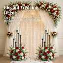 Black Candelabra with Glass Cylinders for Real Candles 5 Head Metal Candle Holder Wedding Centerpiece Ceremony Reception Event Party Home Decoration (2, L)