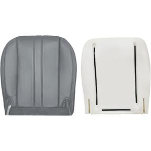 Priprilod Gray Microfiber Leather Driver Bottom Replacement Seat Cover & Lower Pad Foam Cushion Fit for Chevy Express GMC Savana Work Van 2003 2004 2005 2006 2007 2008 2009 2010 2011 2012 2013 2014