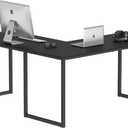 SHW Mission 55 x 60 Inches L-Shape Home Office Computer Desk, Black, 55-Inch L-Shaped