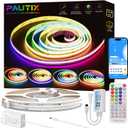 PAUTIX RGB Smart IC COB LED Strip Light,Addressable RGB COB LED Lights 16.4ft,UL-Listed 24V Color Flowing Chasing Effects Strip Lights Multicolor Flexible Color Changing Tape Light,for Bedroom,Party