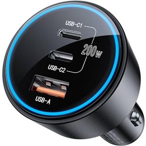 USB C Car Charger Fast Charging 200W, Dual PD 100W Type C Car Charger, PD3.0/QC4.0/PPS Cigarette Lighter Adapter for iPhone 16/15/14/13/12, Galaxy S22/S21 Ultra, MacBook, Laptop etc