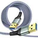 AINOPE USB to USB Cable, USB 3.0 A to A Male to Male Cable [Never Rupture] Double End Type A Cord Compatible with Hard Drive Enclosures, KVM, DVD Player, TV, Laptop Cooler,10Ft/Grey, 2 Pack