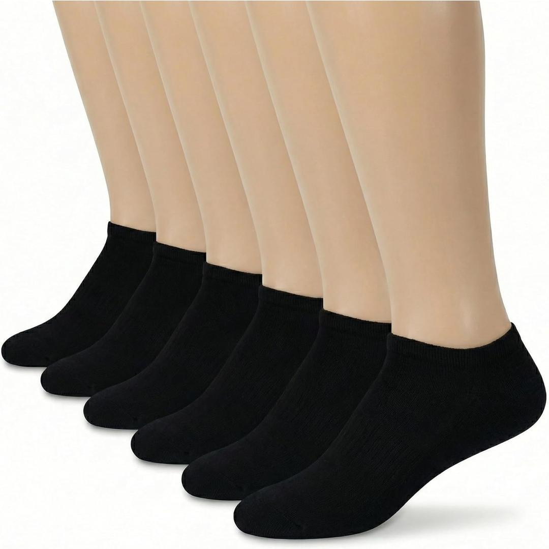No Show Socks for Men & Women - Stylish Cotton Comfort Running Socks- Low Cut Ankle Length Anti Slip Socks (Medium, 6-pairs Black)