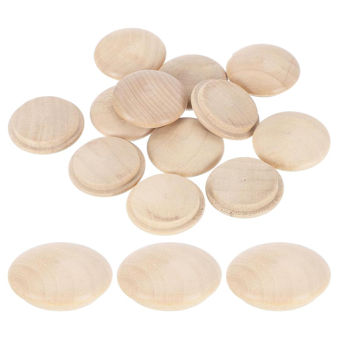 uxcell 80Pcs Wood Button Plugs, 25mm / 0.98" Hardwood Screw Hole Plug Mushroom Wooden Caps Buttons Wood Plug for Furniture Woodworking Craft Decor (30mm x 25mm)