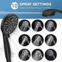 Dual Handheld Shower Head Combo, 2-in-1 Rain Shower Heads System Wide Rainfall Shower Head and 10 Modes High Pressure Hand Held Showerhead with Built-in Power Wash, Black