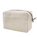 GFU Cosmetic Bags for Women, Seersucker Cosmetic Bag, Travel Toiletry Stripe Makeup Bag, Large Women Aesthetic Organizer Storage Pouch, Girls Handbags Purses, brown