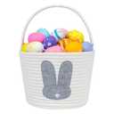CubesLand Easter Basket for Kids Boys and Girls, Adorable Bunny Basket for Easter Egg Hunts, Soft & Safe Babys First Easter Basket, Sturdy Cotton Rope Empty Gift Basket, Festive Dcor- Grey-Large (Style 1-Grey)