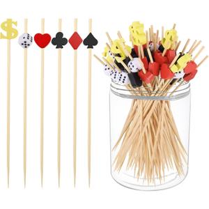 2 x 200Pcs Dice Cocktail Picks,4.7 Inch Casino Poker Toothpicks for Las Vegas Night Decorations Bunco Night Party Supplies,Style C