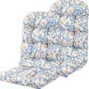 Adirondack Chair Cushions Set of 2, High Back Patio Chair Cushions 48 x 19.7 x 4.7 Inch, Indoor/Outdoor Thickened Rocking Chair Cushion, Fade-Resistant & Waterproof (Flower Blue)