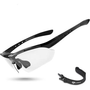 ROCKBROS Photochromic Sports Sunglasses Mens Pickleball Glasses Cycling Glasses MTB Sunglasses, with Removable Elasctic Band