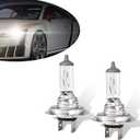 Pack-2 Car H7 Halogen Bulbs, 55W 12V Quartz Lamp, Super Bright Beam Low/High Beam Fog Light Replacement, All-in-one Plug and Play Bulb, Universal Lighting Accessories for Cars (White Light)