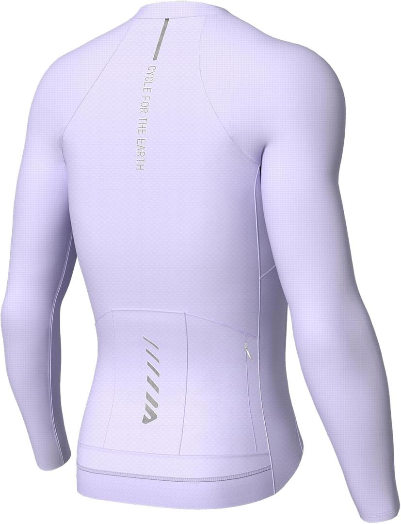 Cycling Jersey Men Short Sleeve, Road Bike Jerseys Full Zipper with Pockets, Bicycle Clothing Breathable Quick Dry (Small, Long-purple)