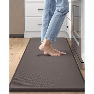 DEXI Anti Fatigue Kitchen Mat, 3/ 4 Inch Thick, Stain Resistant, Padded Cushioned Memory Foam Floor Comfort Mat for Home, Garage and Office Standing Desk, 48”x20”, Brown