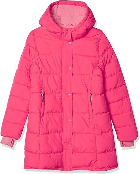 Amazon Essentials Girls' Long Heavyweight Hooded Puffer Jacket, Bright Pink, Small
