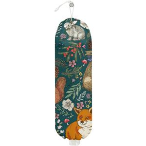 Forest Animals Plastic Bag Holder, Wall Mount Grocery Bag Holder, Plastic Storage bag, Pull Rope Free Adjustment, Plastic Bag Holders for Grocery Bags, Plastic Bag Dispenser for Home Kitchen Cabinet