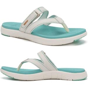 COFACE Womens Fashion Orthotic Flip Flops Ladies Slip On Lightweight Athletic Yoga Mat Cushion Thong Sandals With Comfortable Plantar Fasciitis Arch Support (10, Turquoise Blue)