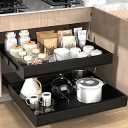 2 Pack Pull Out Cabinet Organizer 21" Deep Expandable Slide Out Drawer Organizers,No Drill Pull Out Drawers Adhesive with Nano Compatible Framed Cabinets Shelves For Kitchen Pantry Adjustable Width