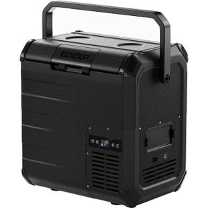 EENOUR D18 12 Volt Car Refrigerator, Portable Freezer 19Qt/18L Battery & Solar Powered Cooler 25W, -4~50, 12/24V DC, 110~240V AC, for 1-2 People, Short Trip, Truck (Battery Not Included) Black