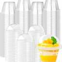 Szsrcywd 100 Pack 6oz Clear Dessert Cups with Dome Lids,Disposable Plastic Parfait Yogurt Cup (NO HOLE) Party Fruit Containers for Ice Cream,Pudding,Salad,Cold Drink,Cake,Jello
