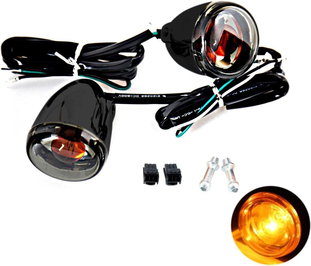 Front Gloss Black Bullet Smoked Turn Signals For Harley 2004-2013 Sportster XL