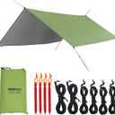 WoneNice 10' x 13' Waterproof Camping Tarp - Lightweight Hammock Rain Fly for Backpacking, Hiking, Travel - Windproof Shelter, Compact & Durable Tent Tarp Cover (Army Green)