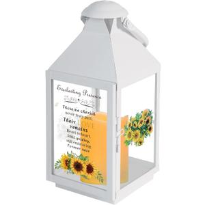 White Memorial Lantern Sympathy Gift for Loss of Loved One | Remembrance Solar Lantern with Sunflower, Bereavement Gifts for Loss of Mother Father Gift