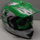 TCMT Dot Youth & Kids Motocross Offroad Street Green Flame Motorcycle Youth Helmet Dirt Bike Motocross ATV Helmet+Goggles+Gloves, Size S