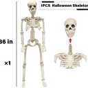 Skeleton Halloween Decorations, Realistic Full Body Movable Posable Joints Skeleton, Creepy Halloween Plastic Skeleton for Graveyard Decorations, Haunted House Props Indoor/Outdoor Decor