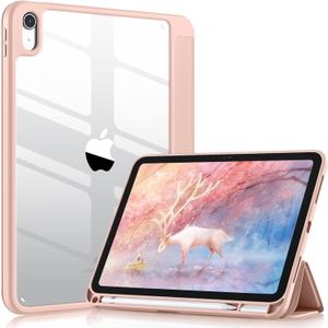 Wenlaty Compatible with iPad (A16) 11th Generation Case 11 Inch 2025, for iPad 10th Generation 10.9 Inch 2022 with Pencil Holder, Trifold Stand Protective Clear Back Shell, Auto Wake/Sleep, Rose Pink