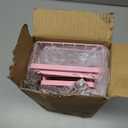 Liuoud 5 Pack Shower Caddy Organizer Rack Shelf for Inside Shower, Adhesive Bathroom Wall Storage Basket Rustproof Stainless Steel Shampoo Holder, Girly Bathroom Accessory Decor Set, Pink