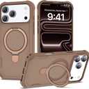 Compatible with iPhone 17 Pro Max Case 6.9'' with Magnetic Ring Stand [Military Drop Protection][Compatible with MagSafe] Shockproof 17 Pro Max Phone Case for Men Wowen,Brown