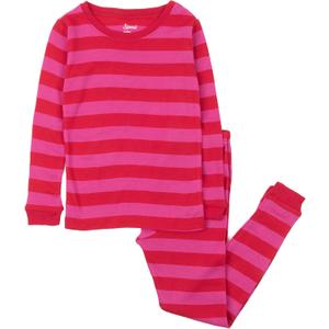 Leveret Kids Pajamas Boys & Girls Striped 2 Piece Pajama Set 100% Cotton (Size 2-14 Years) (Red/Pink)